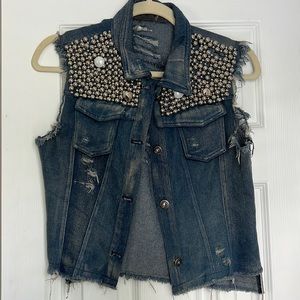 Distressed Grunge Denim Vest